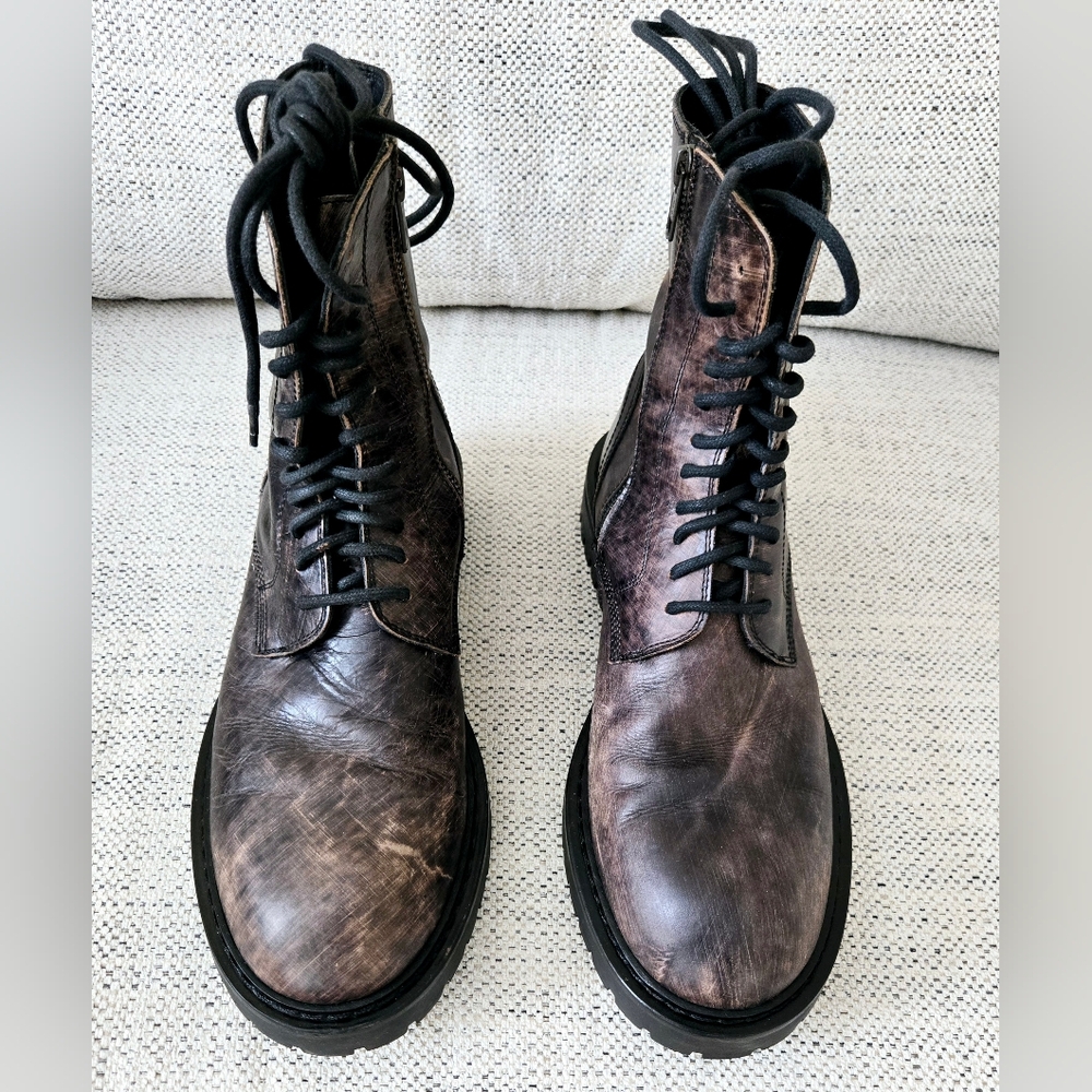 ANN DEMEULEMEESTER Alec Ankle  Leather Boots  Distressed Brown Size: 42/9  ITALY
